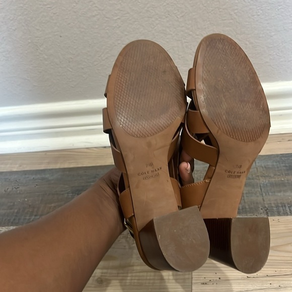 Cole Haan Women's Jamie Sandal Brown Sz 7 1/2 B Side Buckle Summer Casual Chic - Picture 10 of 12